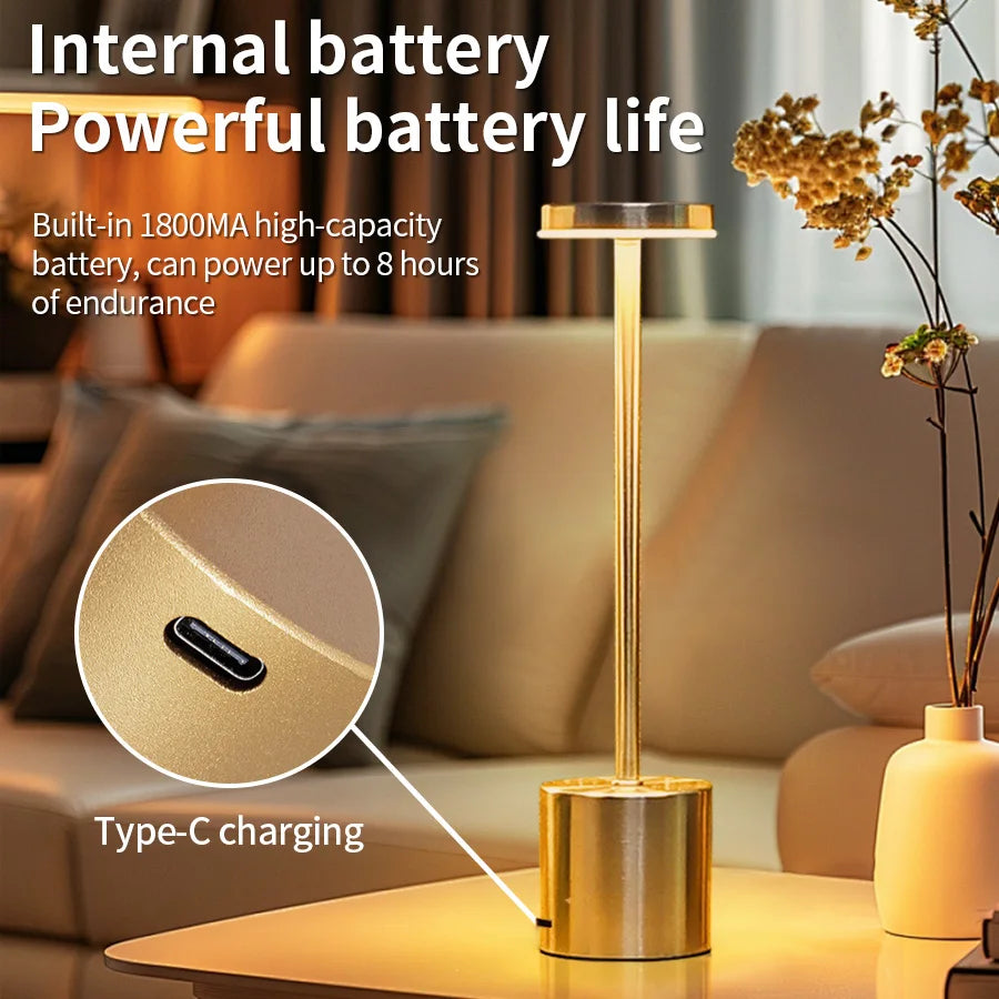 USB Rechargeable Touch Table Lamp with 3 Light Modes